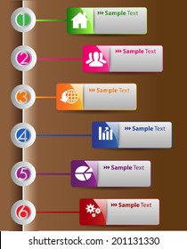 colorful text box time line template, icon, numbers.