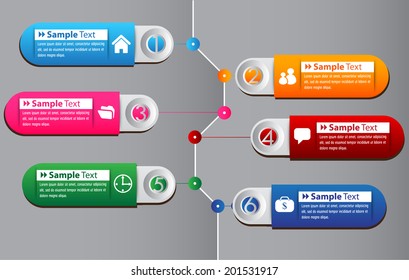 colorful text box and time line template, numbers 