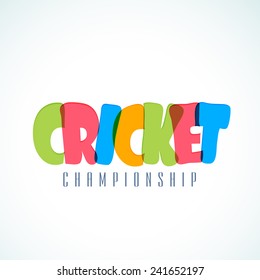 Colorful text for Cricket Championship on white and sky blue background.