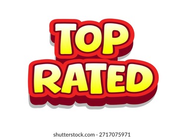 Colorful text design featuring the words Top Rated in a playful font