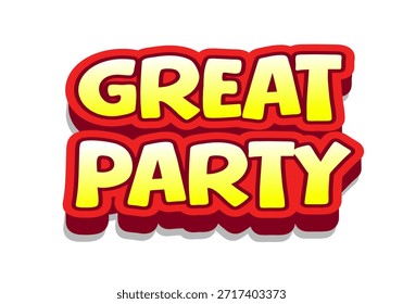 Colorful text design featuring the words Great Party in bold, playful font with a shadow effect