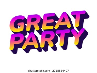Diseño de texto colorido con las palabras Gran fiesta con un efecto de degradado y sombra