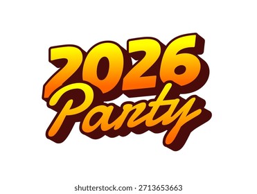 Colorful text design featuring the year 2026 and the word Party in a playful font