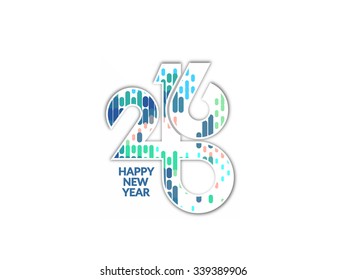 Colorful text design of happy new year 2016 on white background