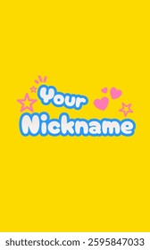 Colorful Text Design with Heart and Star Illustrations on Yellow Background Bright and cheerful text design with colorful accents, featuring star and heart graphics on a yellow background.