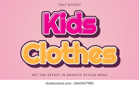Colorful text design for Kids Clothes theme on pink background
