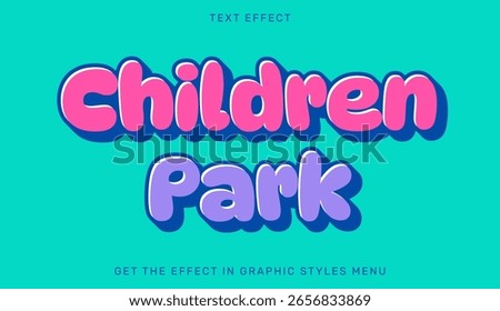 Colorful text effect highlighting children park with playful background design