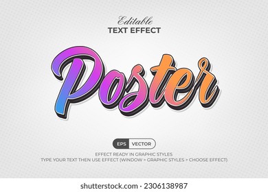 Colorful text effect sticker poster style. Editable text effect.