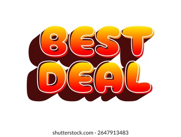 Colorful text graphic featuring the words Best Deal in a bold, playful font with a gradient from yellow to orange, set against a white background