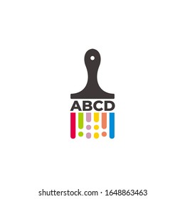 colorful text letters paint brush symbol geometric line logo vector