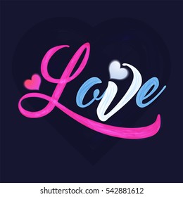 Colorful text Love for Happy Valentine's Day Celebration.