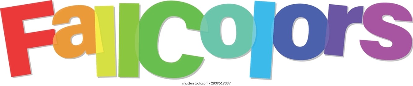 Colorful text with rainbow colors and drop shadow effect on transparent background a vibrant and eyecatching visual representation of a fall theme