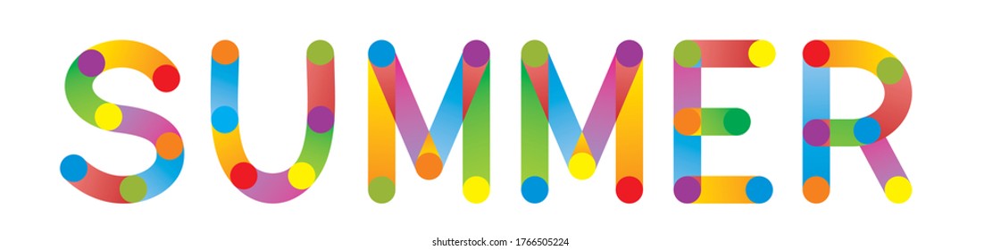 Colorful text Summer. Vector illustration.