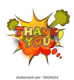 Colorful Text Thank You on comic pop art style, halftone effect background for Thanksgiving Day celebration.