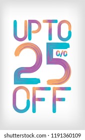 COLORFUL TEXT "UP TO 25% OFF. VECTOR EPS