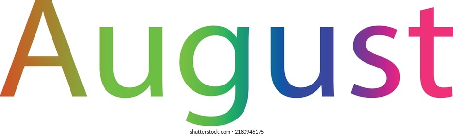 El colorido vector de texto dice "Agosto", se puede usar para afiches, carteles, etc. 