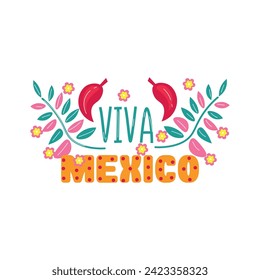 Colorful text VIVA MEXICO on white background