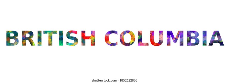 Farbiger Text des Wortes British Columbia Vektordesign