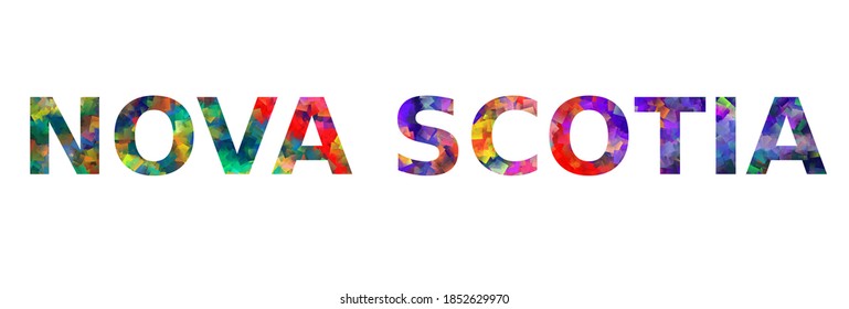 Colorful text of word Nova Scotia vector design