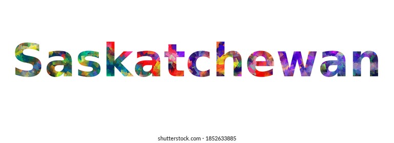 Colorful text of word Saskatchewan vector design