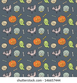 Colorful Textile Halloween Fun Pattern. Vector Seamless.