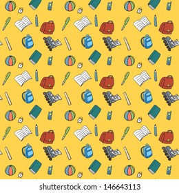 Colorful Textile School Pattern. Vector Seamless.