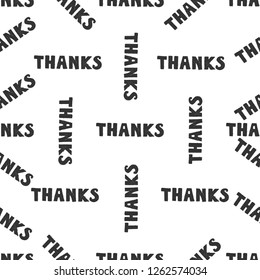 Colorful textual seamless pattern with word Thanks. Vintage vector illustration on black background with text Thank You