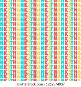 Colorful textual seamless pattern with word Thanks. Vintage vector illustration on black background with text Thank You