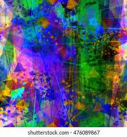 Colorful texture. Artistic seamless vector background lines, triangles and sharply angular elements. Grunge pattern