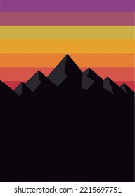 colorful texture with mountains sunset effect