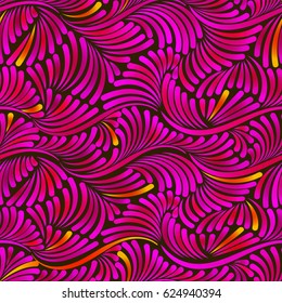 Colorful texture, seamless pattern in pink colors. Swirls and curls pattern, simple background with wavy strokes