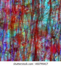 Colorful texture. Spots and strips. Randomly mixed. Overlapping, transparent, overlay, Abstract seamless vector background.