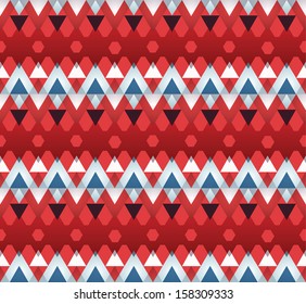 Colorful textured background. Abstract geometric seamless pattern. Red, white and blue stripes.