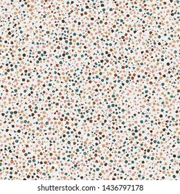 Colorful Textured Dense Micro Terrazzo Seamless Repeat Vector Pattern Swatch. Thousands of random non-overlapping polygonal elements. Generative Art.