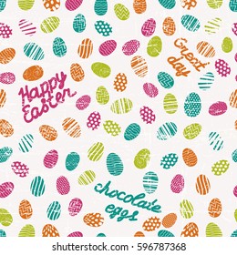 Colorful textured easter eggs seamless pattern flat vector illustration