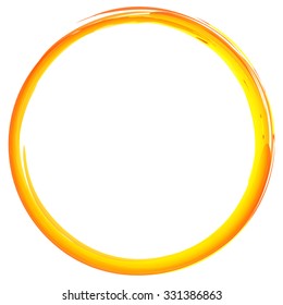 Colorful textured, grungy circle isolated on white