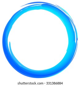 Colorful textured, grungy circle isolated on white