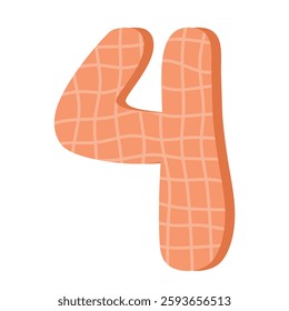 Colorful Textured Numbers Set. Colorful Number 4 