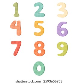 Colorful Textured Numbers Set, Playful Cute Numbers