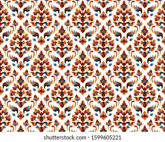 Colorful Thai art pattern background texture.Graphic vector