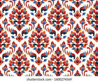Colorful Thai art pattern background texture.Graphic vector