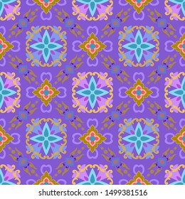 Colorful Thai art seamless pattern fabric textile wallpaper.