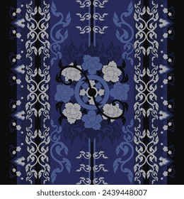 Colorful Thai Art Vector Fabric Pattern Vibrant Ikat Textile Background Traditional Craft Inspiration.
