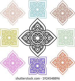 Colorful Thai line art on white background