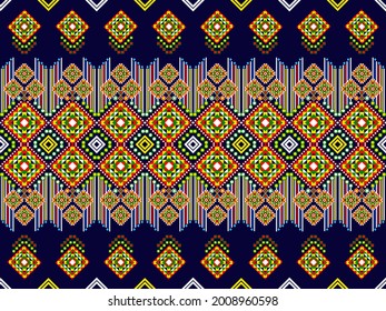 colorful thai pattern dark blue background northern style