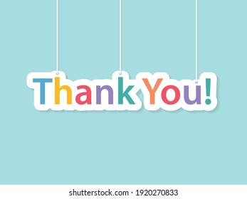 colorful Thank You banner hanging- vector illustration