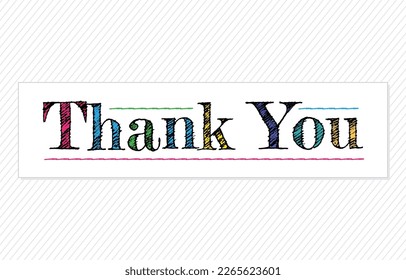 Colorful Thank you card in colored text, greeting card, vector, banner, poster