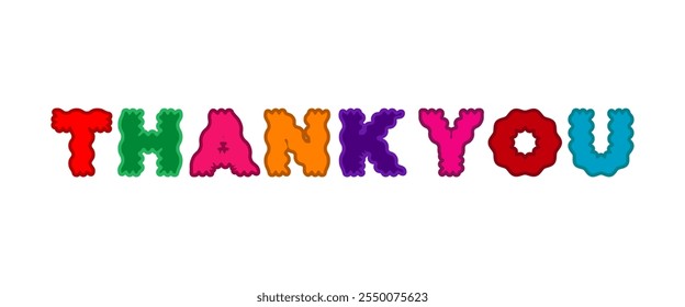 colorful thank you lettering greeting text typography letters vector isolated