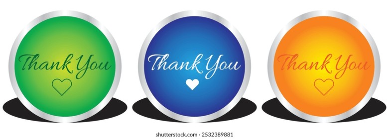 Colorful "Thank you" round label, sticker, badge. Promotional sticker. Vector illustration.