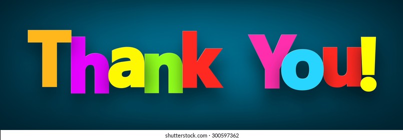 Colorful thank you sign over dark blue background. Vector illustration. 